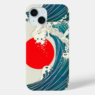 GROSSE WAVE UND ROTE SONNE Blau Weiß Nautik Case-Mate iPhone Hülle