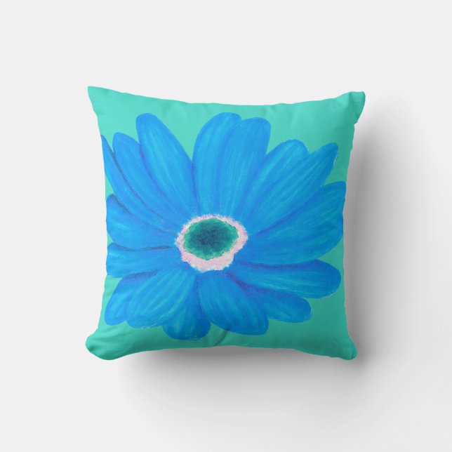 Große weiche blaue Blume Kissen (Vorderseite)