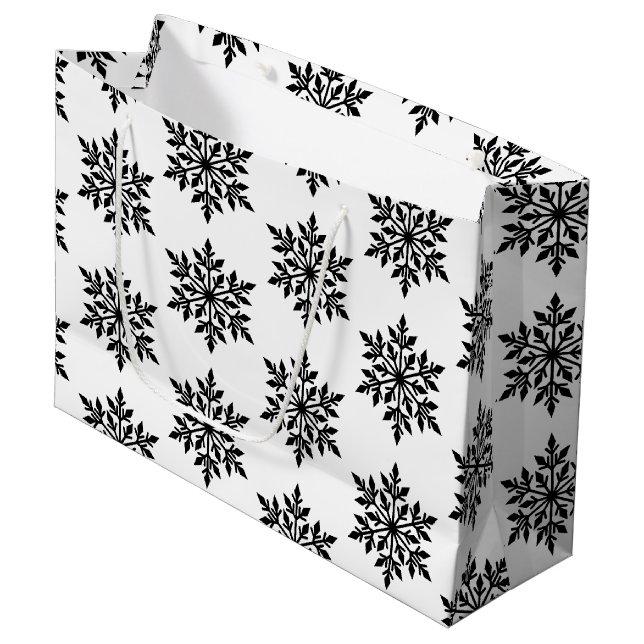 Große Weihnachtsgeschenke Beutel Schneeflocken Geschenktüte (Vorderseite Schrägansicht)