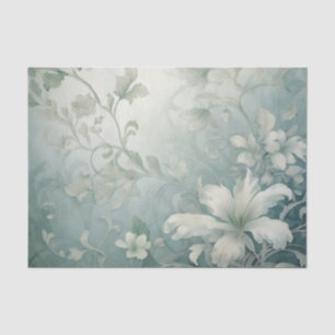 Große weiße Blume Scroll Style Blätter und Stiele Seidenpapier