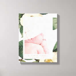 Große, weiße, florale Rahmen Canvas drucken Leinwanddruck