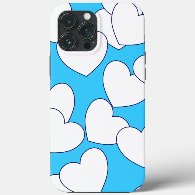 Große weiße Herzen auf schöne blaue Case-Mate iPhone Hülle (Rückseite)