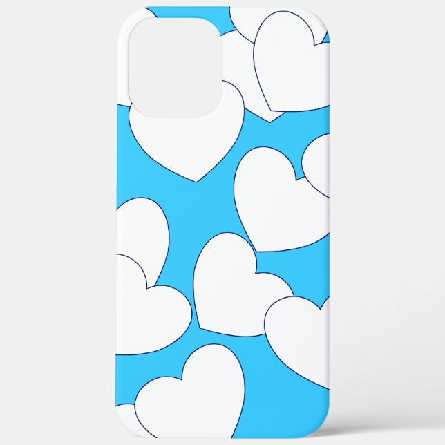 Große weiße Herzen auf schönen hellen Blau Case-Mate iPhone Hülle (Rückseite)