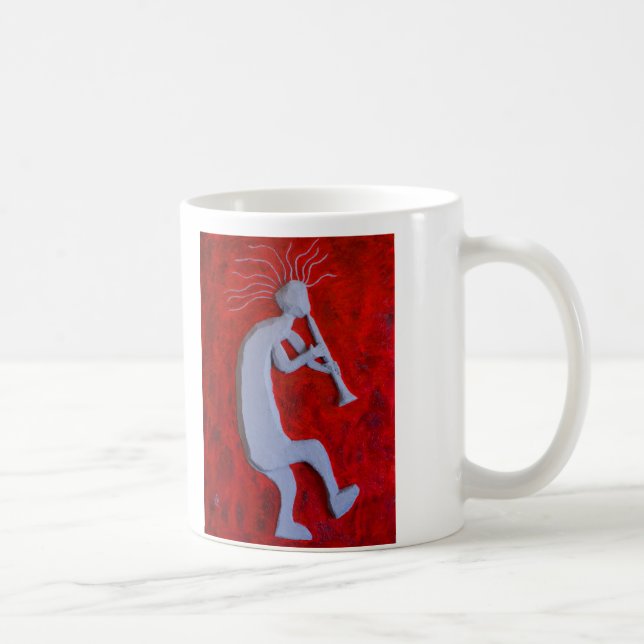 Große weiße Kokopelli Kaffee-Tasse Kaffeetasse (Rechts)