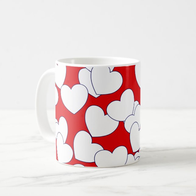Große weiße Liebe hört auf Rot Kaffeetasse (Vorderseite Links)