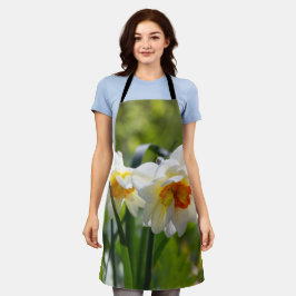 Große weiße Narzissen an einer Frühlingstag-Schürz Schürze