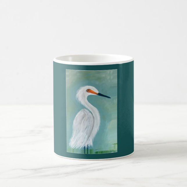 Große weiße Reiher-Kunst-Malerei Tasse (Mittel)