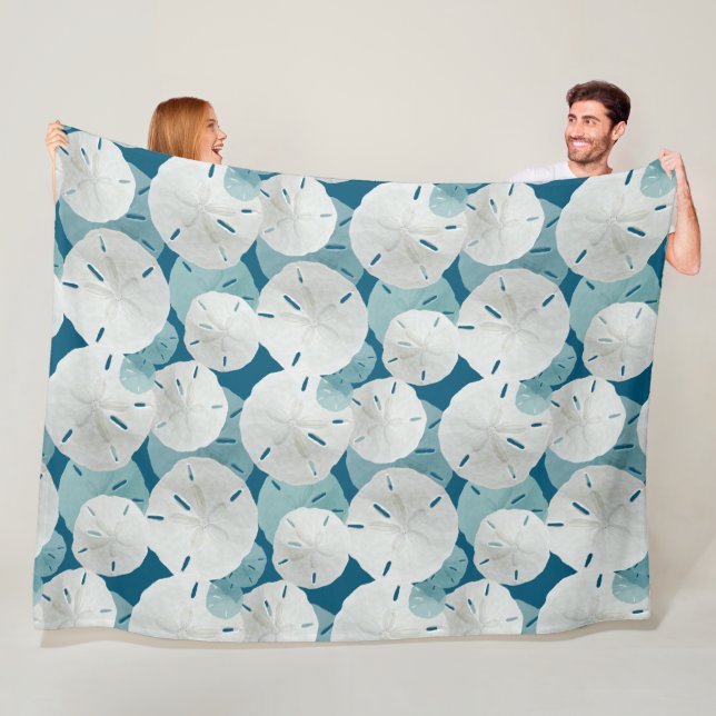 Große weiße Sand Dollars Muster Blau Fleecedecke (Beispiel)