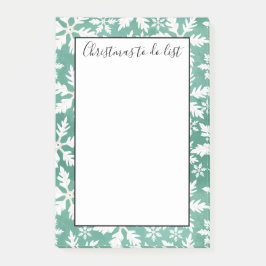 Große weiße Schneeflocken fallen grüne Weihnachten Post-it Klebezettel