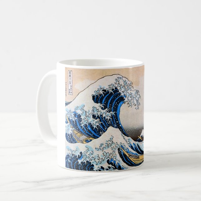 Große Welle, Hokusai, Ukiyo-e Kaffeetasse (Vorderseite Links)