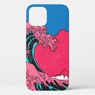 Große Welle im Vaporwave-Pop-Art-Stil. Ansicht auf Case-Mate iPhone Hülle