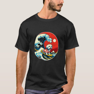 Große Welle Kanagawa Malteser Hund Surft T-Shirt