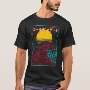Große Welle steigt Sun Japan japanische Vaporwave T-Shirt