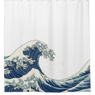 Große Welle - traditionelles Blau Duschvorhang