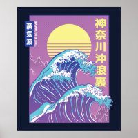 Große Welle Vaporwave Kanagawa