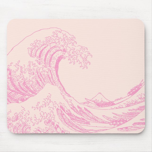 Große Welle von Kanagawa Pink Ästhetik Mousepad (Vorne)