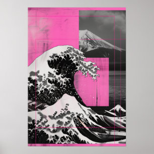 Große Welle von Kanagawa Pink Revisitation Poster