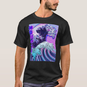 Große Welle von Kanagawa Vaporwave Glitch Ästhetik T-Shirt