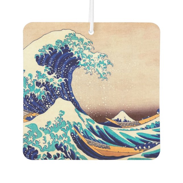 Große Welle von Kanagawa Vintage japanische Druckk Autolufterfrischer (Vorderseite)