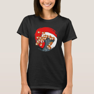 Große Welle von Shiba Inu Hund Japanisch Akita Kan T-Shirt