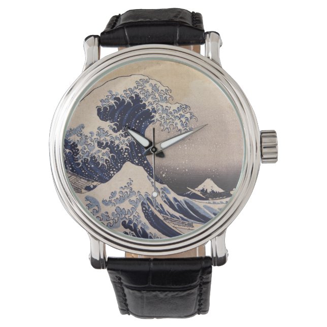 Große Welle vor der Küste Kanagawas von Hokusai Armbanduhr (Vorderseite)