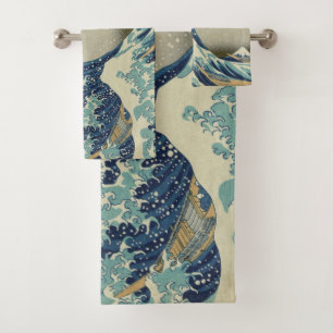 Große Welle vor der Küste Kanagawas von Hokusai Badhandtuch Set