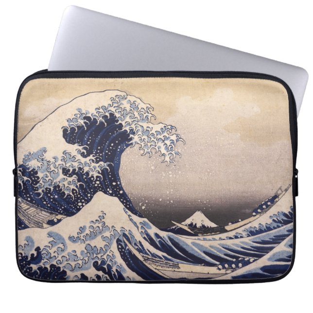Große Welle vor der Küste Kanagawas von Hokusai Laptopschutzhülle (Vorderseite)