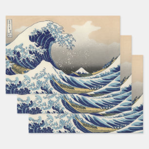 Große Welle vor Kanagawa & Berg Fuji Japanisches M Geschenkpapier Set
