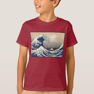 Große Welle vor Kanagawa & Berg Fuji Japanisches M T-Shirt
