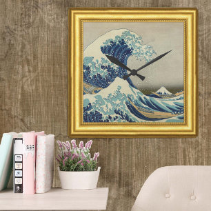 Große Welle vor Kanagawa, Japan, Gerahmt Quadratische Wanduhr
