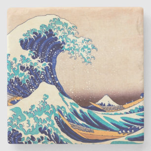 Große Welle vor Kanagawa Japanische Vintage-Fine-A Steinuntersetzer