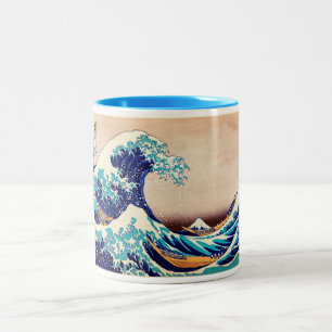 Große Welle vor Kanagawa Japanische Vintage-Fine-A Zweifarbige Tasse