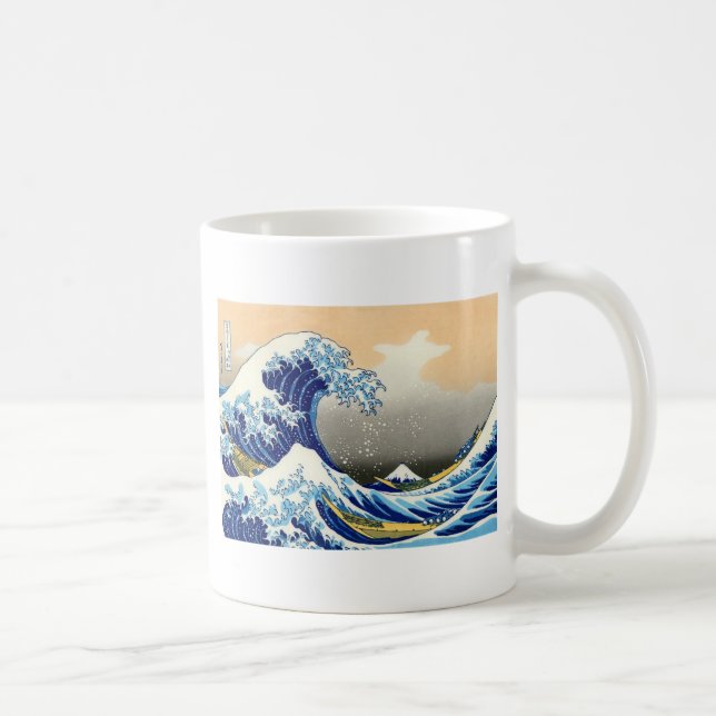 Große Welle weg von Kanagawa ~ Hokusai Kaffeetasse (Rechts)
