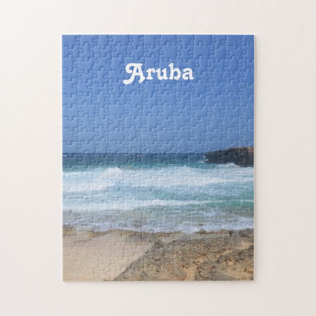 Große Wellen stürzen in Aruba Puzzle (Vertikal)