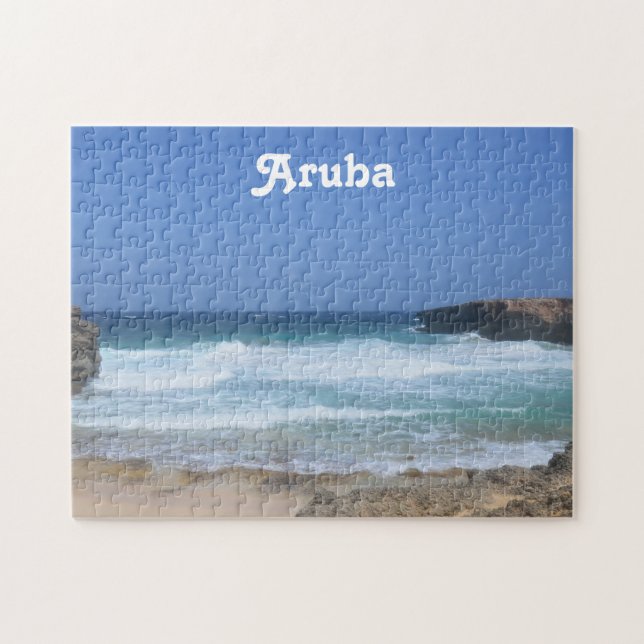 Große Wellen stürzen in Aruba Puzzle (Horizontal)