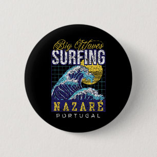 Große Wellen Surfen Nazaré Portugal Surfer Reiten Button