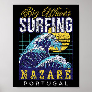 Große Wellen Surfen Nazaré Portugal Surfer Reiten Poster