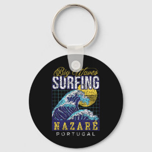 Große Wellen Surfen Nazaré Portugal Surfer Surfen Schlüsselanhänger