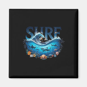 Große Wellen Surfstrand Liebhaber Surfer Grafik Su Magnet