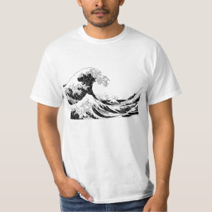 "Große Wellen-" T - Shirt, Schwarzweiss-Größe L T-Shirt
