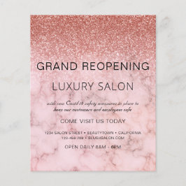 Große Wiedereröffnung Rose Gold Glitzer Salon Flyer