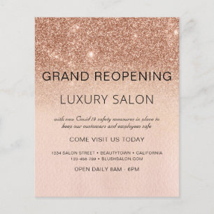 Große Wiedereröffnung Rose Gold Luxus Glitter Salo Flyer