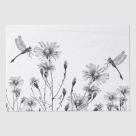 GROSSE Wildblume Dragonfly Decoupage Schwarz-weiß Seidenpapier