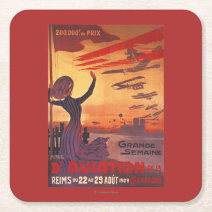 Große Woche von Luftfahrt - Frauen-wellenartig Rechteckiger Pappuntersetzer