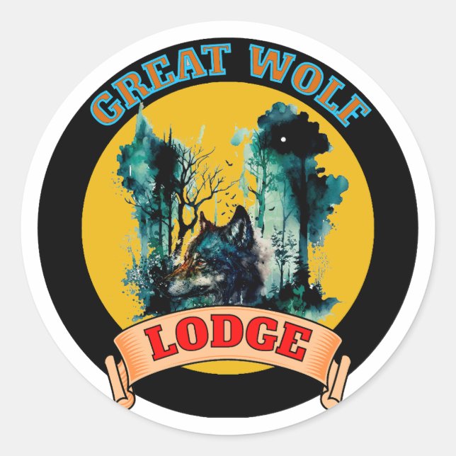GROSSE WOLFLODGE RUNDER AUFKLEBER (Vorderseite)