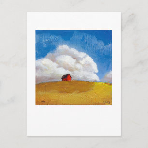Große Wolken bedecken Landschaftskunst des Bauernh Postkarte