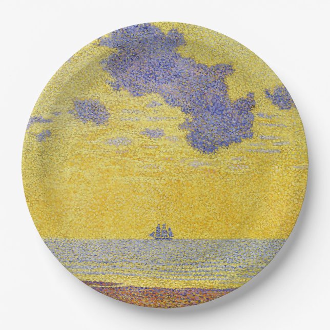 Große Wolken (Gelber Himmel) (Elegante Landschaft) Pappteller (Vorderseite)