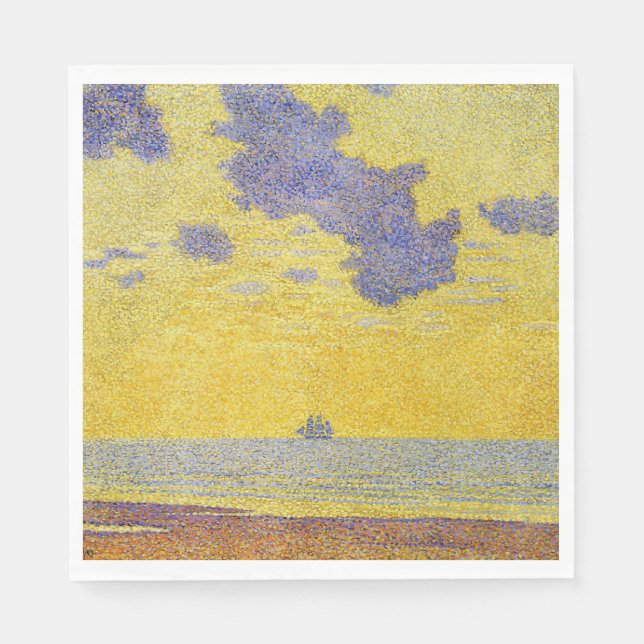 Große Wolken (Gelber Himmel) (Elegante Landschaft) Serviette (Vorderseite)