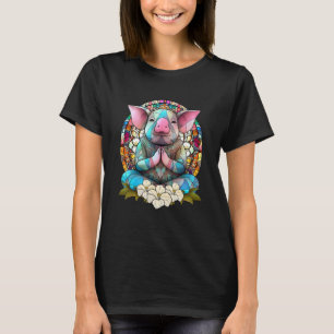 Große Yoga-Tiere Schwein Sau Motiv Meditation Ent T-Shirt