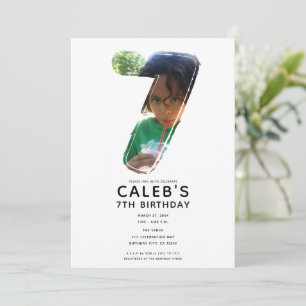 Große Zahl 7 SIEBEN Foto 7. Geburtstagsfeier Einladung